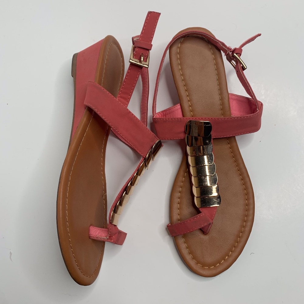 Salmon Color Wedge Sandal size 7.5